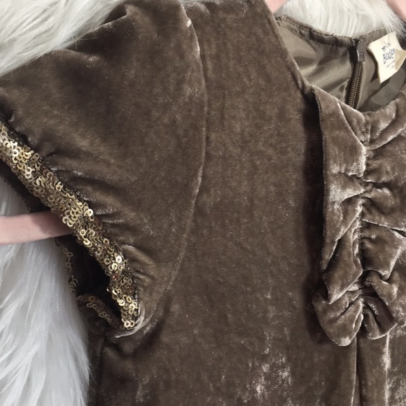 Mini Boden velour holiday dress 7/8 sequin gold - Picture 3 of 5